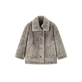 Women's Gray Sherpa Teddy Coat